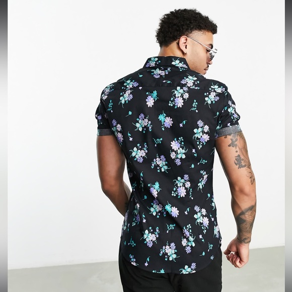 ASOS fitted button down floral shirt - Picture 3 of 7